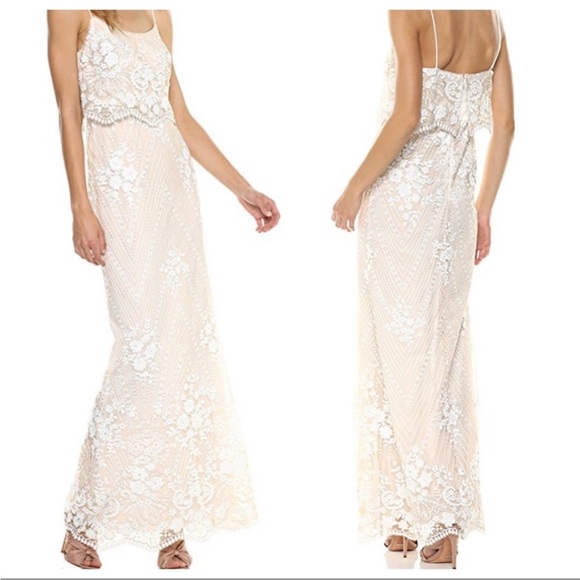 Adrianna Papell Dresses & Skirts - Adrianna Papell NWT Sequin Popover‎ Mermaid Gown in Pearl Size 6